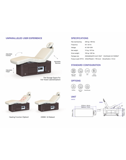 Spa Beds 2285B - Light Beige / Black Walnut